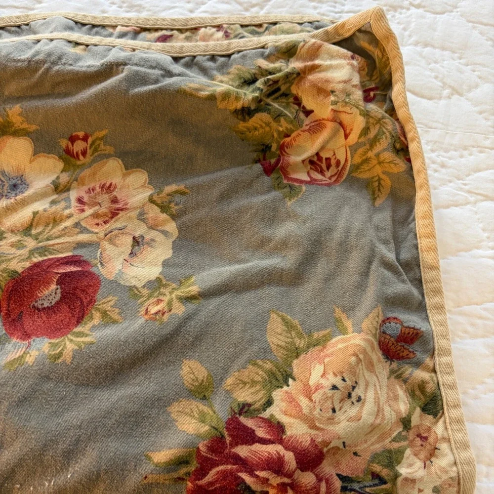 Chaps Home Hudson Valley Blue Gray Floral Standard Pillow Shams Set of 2 Cotton